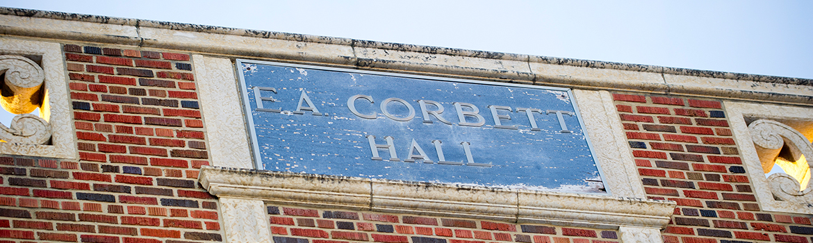 E.A. Corbett Hall building plaque